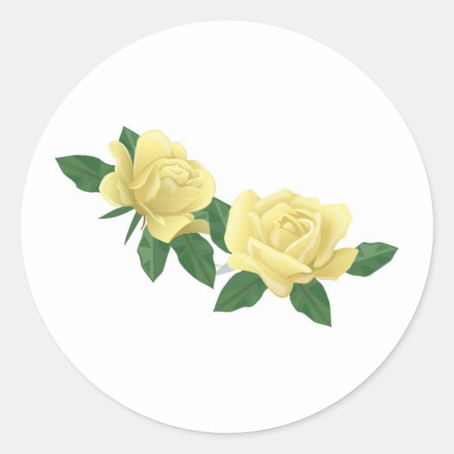 Sticker Rond Paire de roses jaune pâle (Devant)