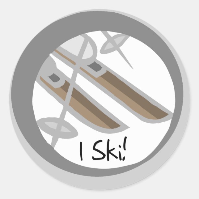 Sticker Rond Paire de T-shirts et cadeaux Skis I Ski (Devant)