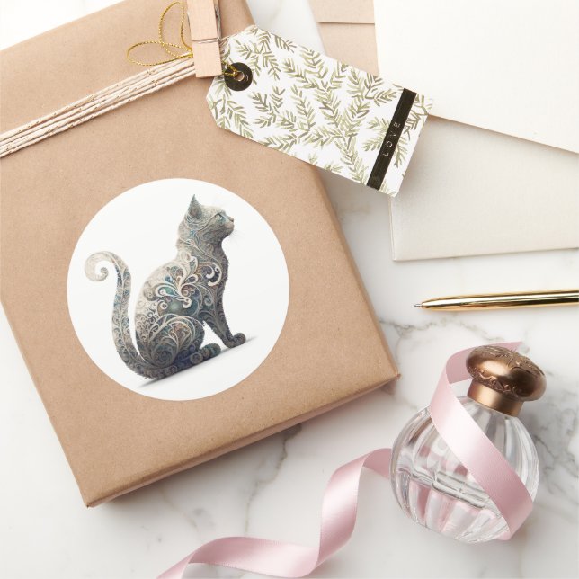 Sticker Rond Paisley Profil Chat (Cadeaux)