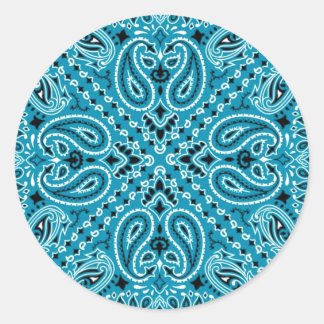 Sticker Rond Paisley Turquoise foncé Ouest Bandana Écharpe Impr