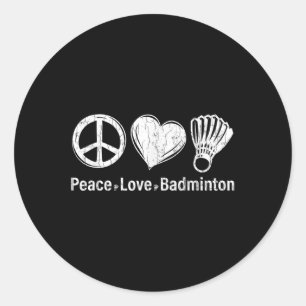 Sticker Rond Paix Amour Badminton Drôle Sports Joueur Entraîneu