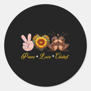 Sticker Rond Paix Amour Cricket Insectes Tournesols Paix Main S