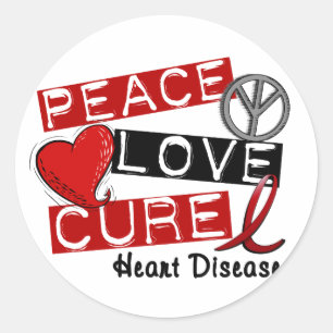 STICKER ROND PAIX AMOUR CURE CARDIAQUE MALADIE