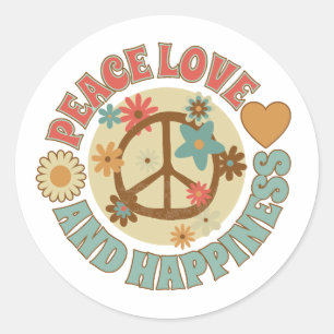 Sticker Rond paix amour et bonheur