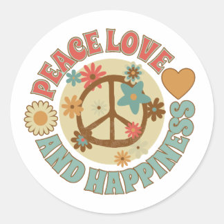 Sticker Rond paix amour et bonheur