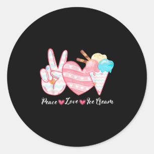 Sticker Rond Paix Amour Glace Mignonne Pour Filles Nourriture D