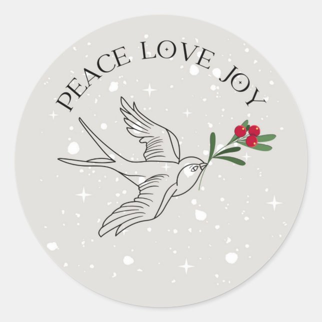 Sticker Rond PAIX AMOUR JOIE Noël Fêtes Baies rouges (Devant)