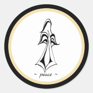 Sticker Rond Paix ! Angel   Or et noir