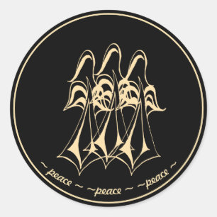 Sticker Rond Paix ! Angel   Or noir