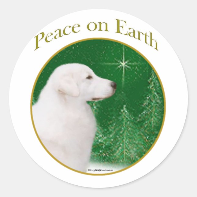 Sticker Rond Paix de Kuvasz (Devant)