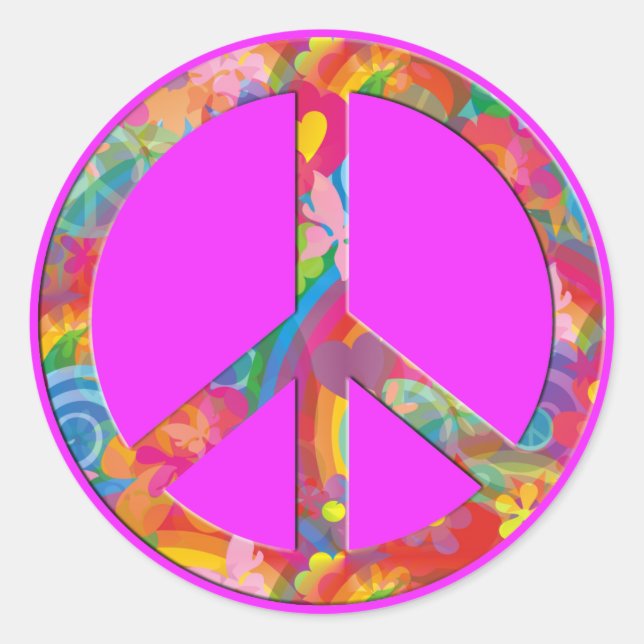 Sticker Rond Paix de l'énergie des fleurs | rose (Devant)
