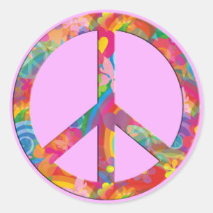 Sticker Rond Paix de l'énergie des fleurs rose pâle