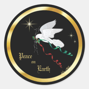 Sticker Rond Paix de propagation de colombe de blanc sur terre