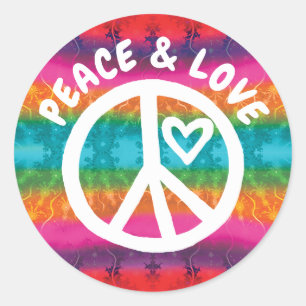 Sticker Rond Paix et amour Tie Dye Stripes