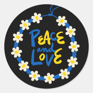 Sticker Rond Paix et amour Ukraine Fleur Wreath