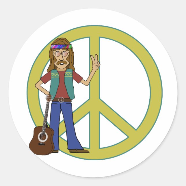 Sticker Rond Paix hippie (Devant)