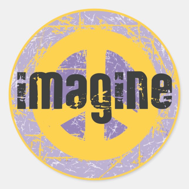 Sticker Rond Paix - Imaginez la paix (Devant)