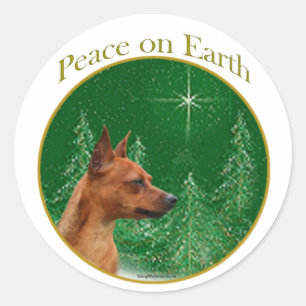 Sticker Rond Paix Miniature Pinscher