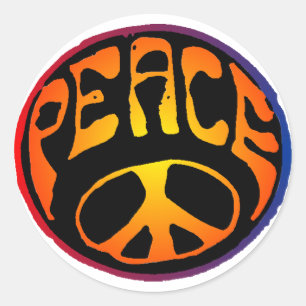 Sticker Rond Paix - orange rouge