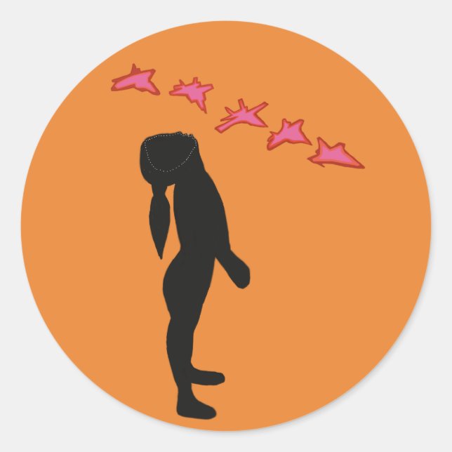 Sticker Rond Paix, plus de chevalet de ronde classique de guerr (Devant)