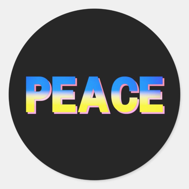 Sticker Rond PAIX pour l'Ukraine Anti-guerre ukrainienne Pas de (Devant)