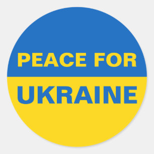 Sticker Rond Paix pour l'Ukraine Pavillon ukrainien