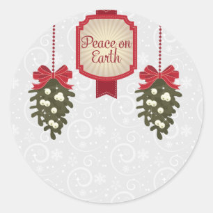 Sticker Rond Paix sur Terre ce Noël