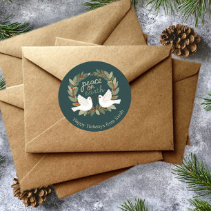 Sticker Rond Paix sur Terre Dotes Noël Fêtes de Noël PERSONNALI