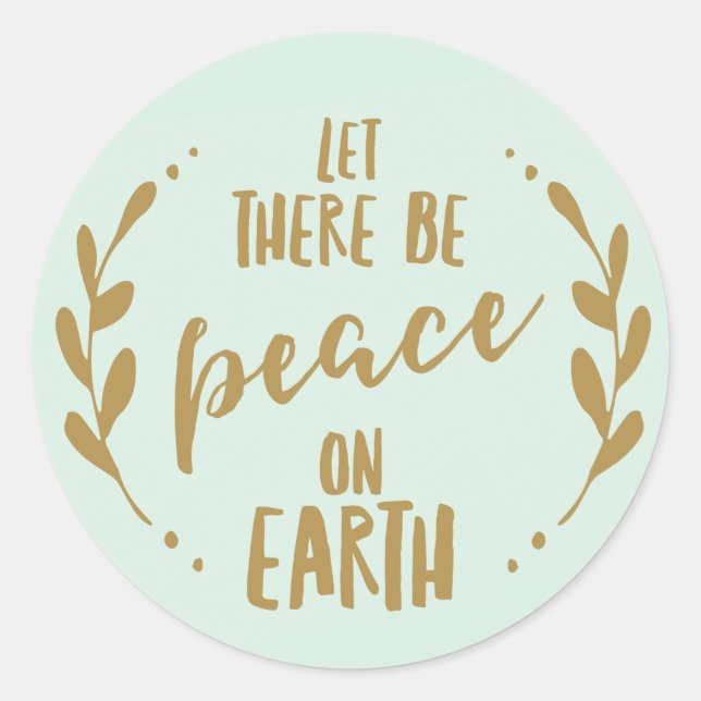 Sticker Rond Paix sur Terre, Menthe et Or | Sceau de vacances (Devant)