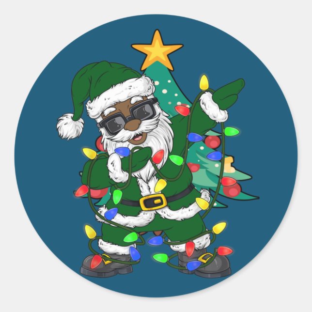 Sticker Rond Pajama de Noël afro-américain (Devant)