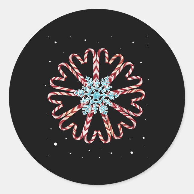 Sticker Rond Pajamas de Noël Snow Snowflake Xmas Cadeau C (Devant)