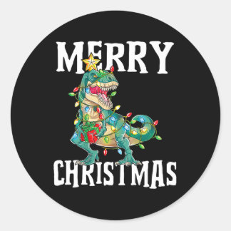 Sticker Rond Pajamas Rex Arbre de Noël Joyeux Noël