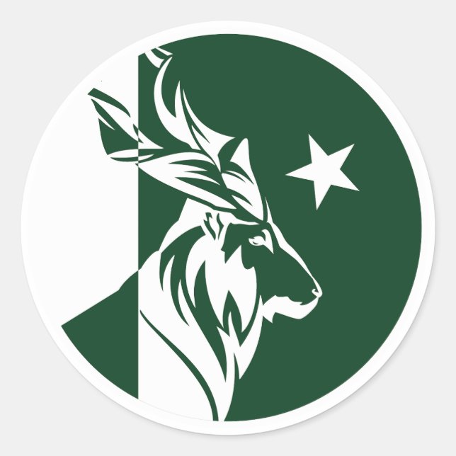 Sticker Rond Pakistan Markhor Pakistan drapeau animal national  (Devant)