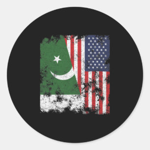 Sticker Rond Pakistan USA Flag