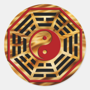 Sticker Rond PaKua   vagues orange foncé