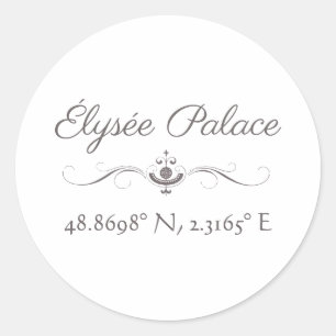 Sticker Rond Palais de l'Élysée Latitude Longitude