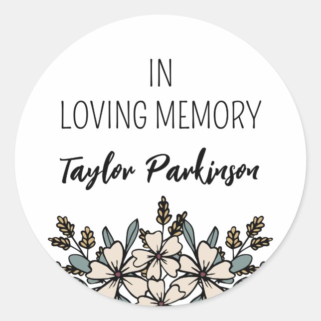 Sticker Rond Pale Floral In Love Memory Ajouter un nom (Devant)