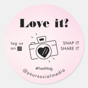 Sticker Rond Pale Pink Love Snap Balise Partager Caméra de médi