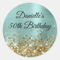 Pale Turquoise Foil Gold Parties scintillant 50e a