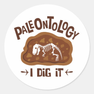 Sticker Rond Paléontologie Je Creuse Il Paléontologue Dinosaur 