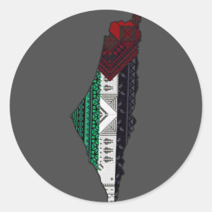 Sticker Rond Palestine Broderie tatreez drapeau Motif gratuit