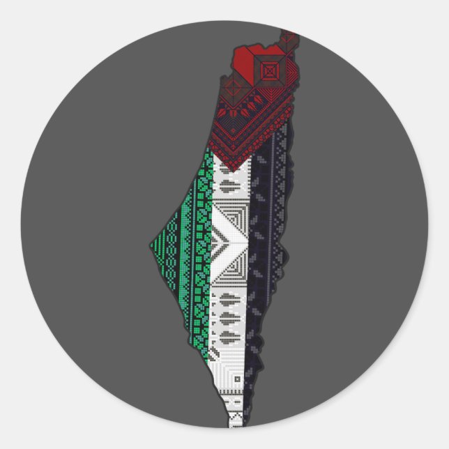 Sticker Rond Palestine Broderie tatreez drapeau Motif gratuit (Devant)