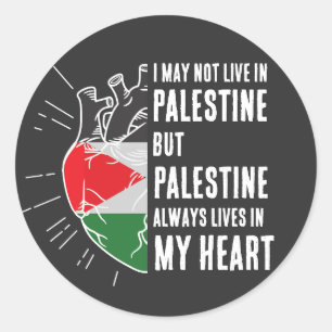 Sticker Rond Palestine Drapeau Coeur humain