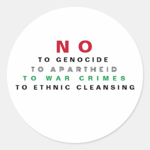 STICKER ROND PALESTINE LIBRE NON AUX CRIMES DE GUERRE APARTHEID