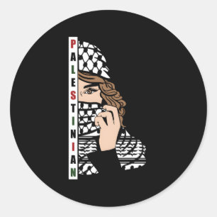 Sticker Rond Palestinien avec Kufeya Scarf La mode palestinienn