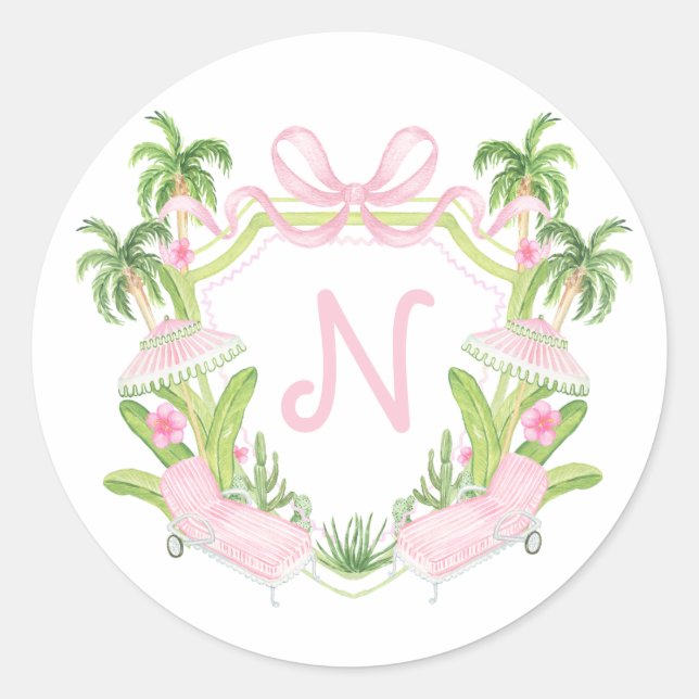 Sticker Rond Palm Beach Monogram Crest  (Devant)