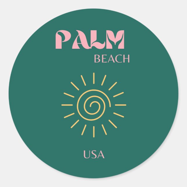 Sticker Rond Palm Beach, Travel Art (Devant)