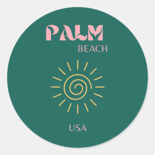 Sticker Rond Palm Beach, Travel Art