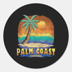 Sticker Rond Palm Coast Florida Vintage Souvenir dénudé