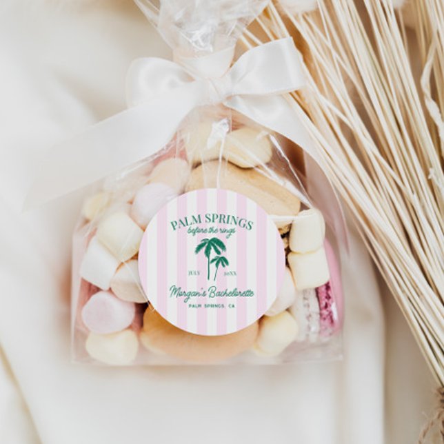 Sticker Rond Palm Springs Enterrement de Vie de Jeune Fille (Créateur téléchargé)